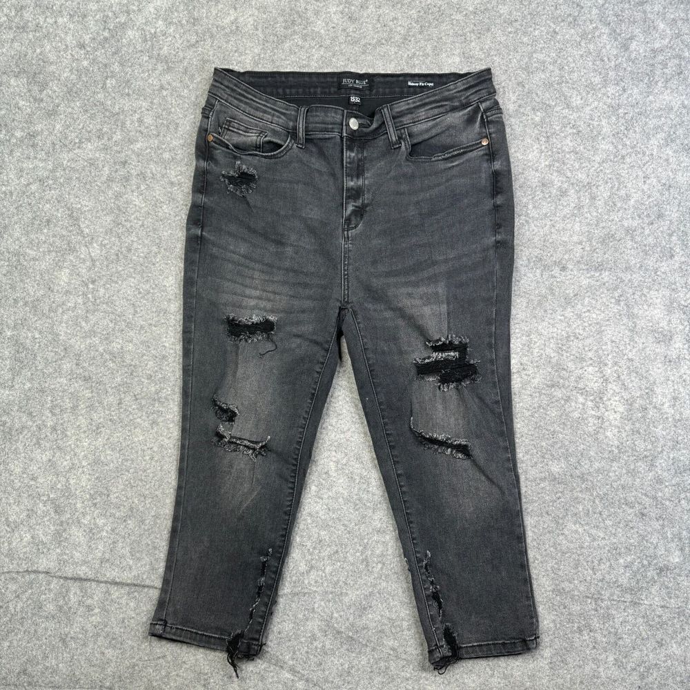 Judy Blue Skinny Fit Capris Size 15/32 Cropped Denim Stretch High Rise Womens